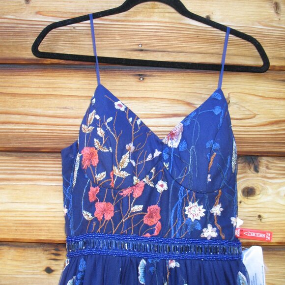  Mac Duggal Embroidered Bustier Gown Dress Indigo - Picture 8 of 14